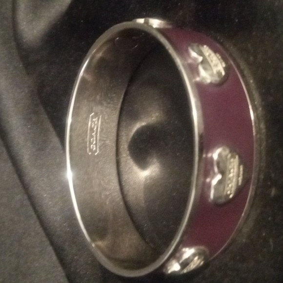 Coach EUC Heart Bangle Silver and Burgundy - Picture 3 of 6